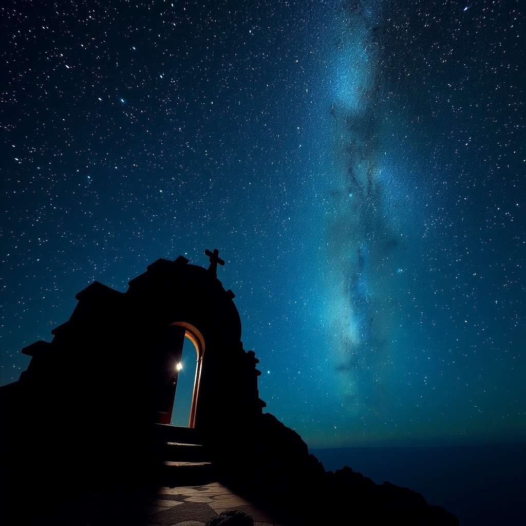 twinkling stars night sky secret door opens shadows move magical world by मुफ्त एआई छवि जनरेटर - बिना लॉगिन के✨ | AIGAZOU