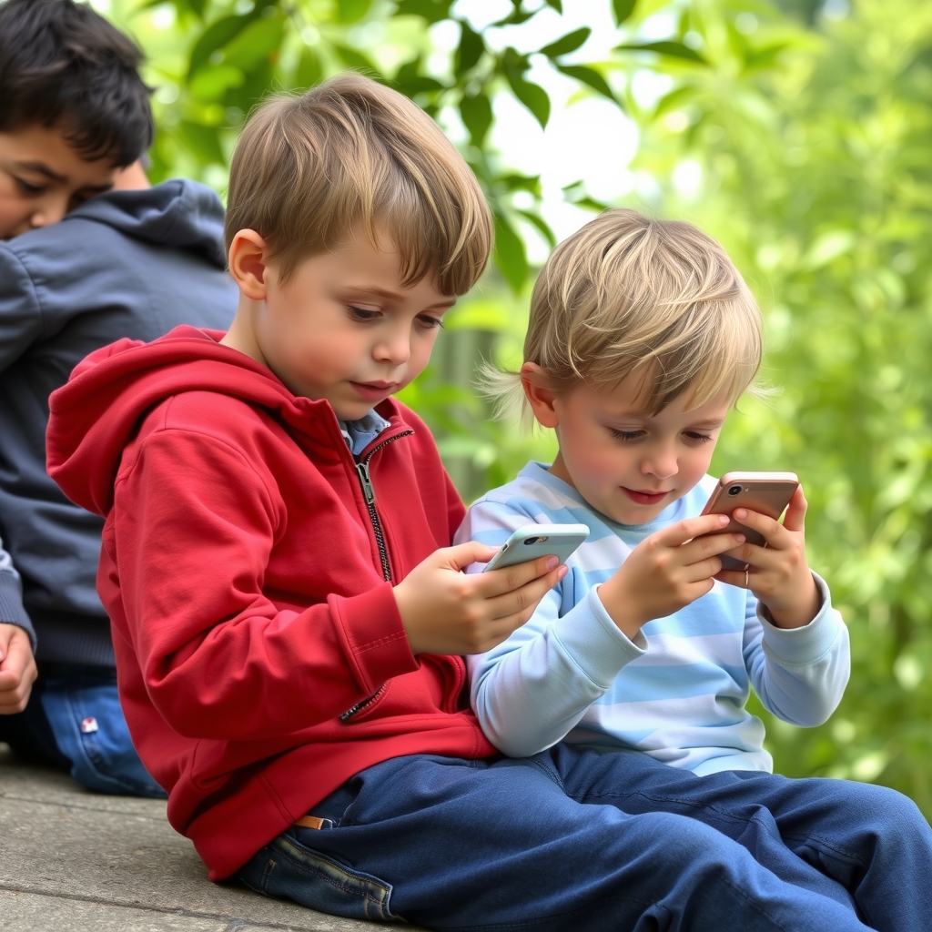 children mastering smartphones by मुफ्त एआई छवि जनरेटर - बिना लॉगिन के✨ | AIGAZOU