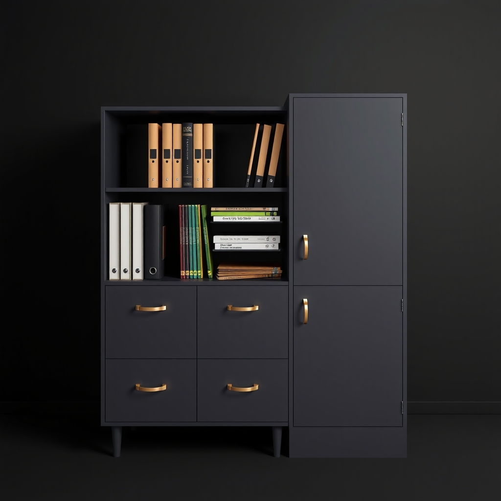 black background and filing cabinet by Générateur d'images par IA gratuit - Aucune connexion nécessaire✨ | AIGAZOU