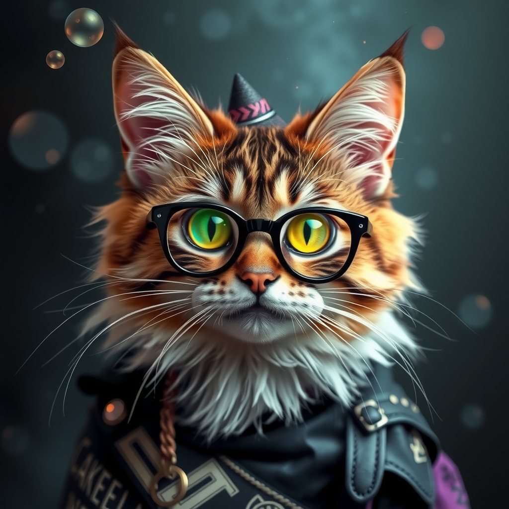 a cheeky looking punk style magic cat by मुफ्त एआई छवि जनरेटर - बिना लॉगिन के✨ | AIGAZOU