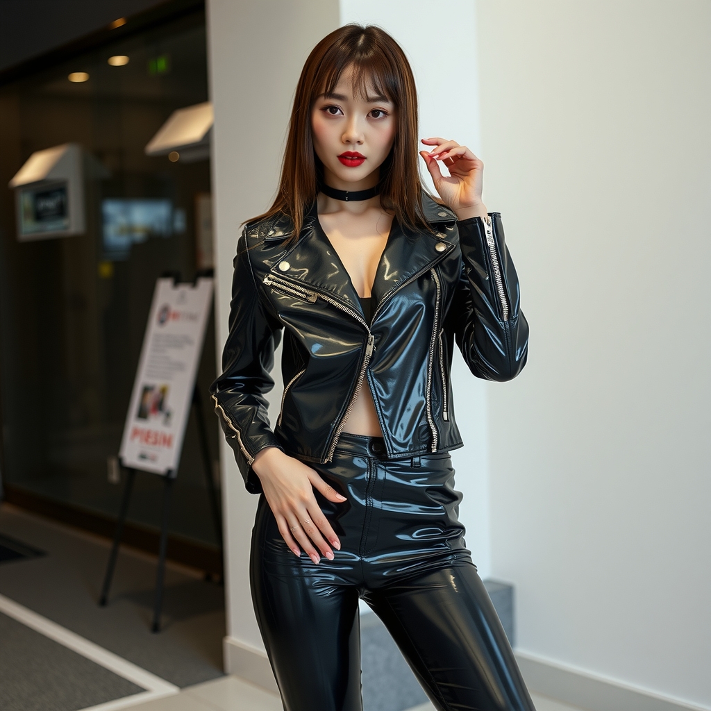 sexy japanese av actress wearing leather pants and jacket by मुफ्त एआई छवि जनरेटर - बिना लॉगिन के✨ | AIGAZOU