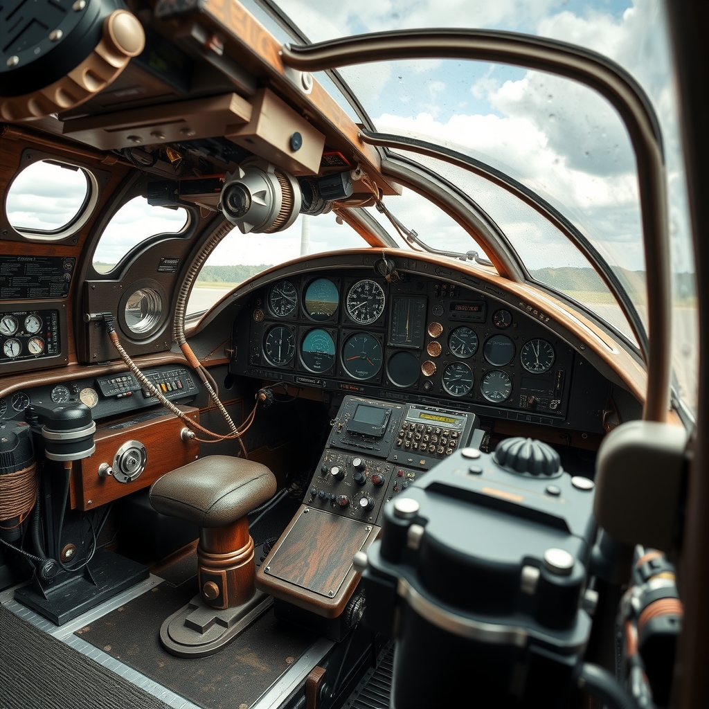 a steampunk style airplane cockpit by Générateur d'images par IA gratuit - Aucune connexion nécessaire✨ | AIGAZOU