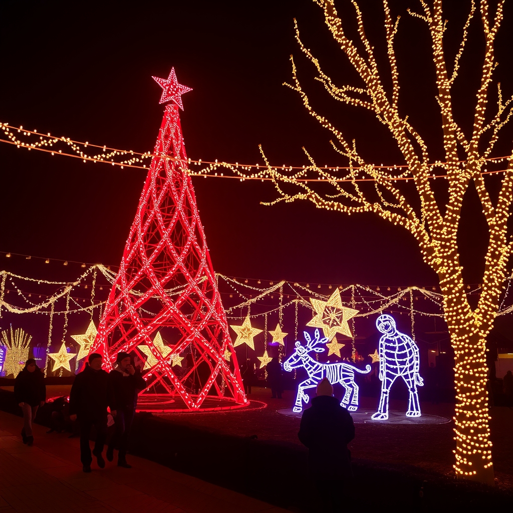 christmas illumination red gold festival by मुफ्त एआई छवि जनरेटर - बिना लॉगिन के✨ | AIGAZOU