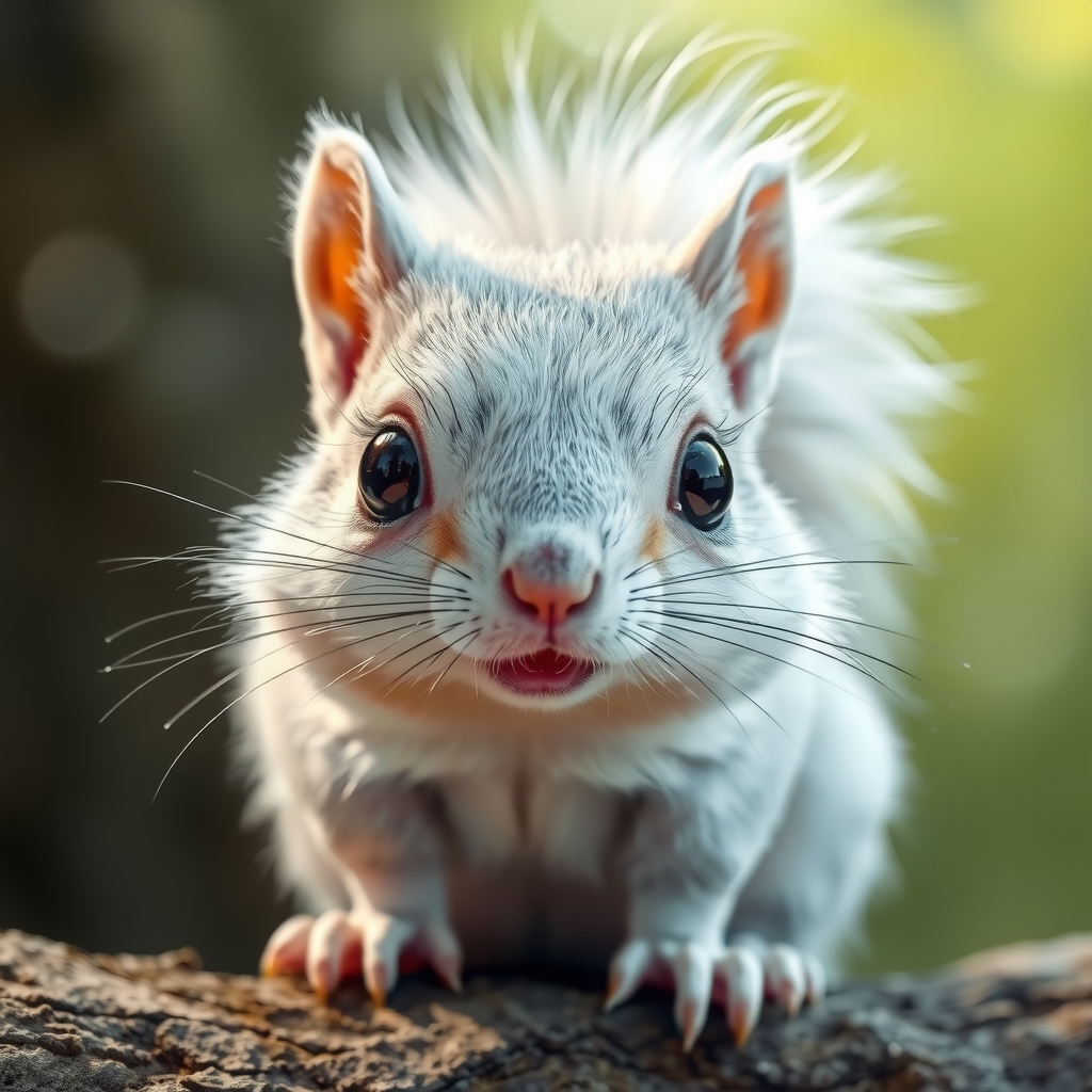 a white silver shiny squirrel with happy eyes by Générateur d'images par IA gratuit - Aucune connexion nécessaire✨ | AIGAZOU