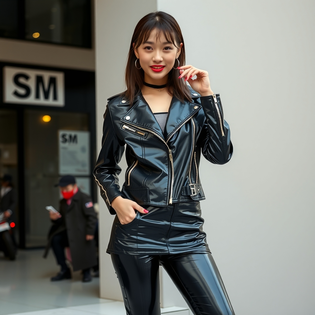 sexy japanese woman wearing leather pants and jacket by मुफ्त एआई छवि जनरेटर - बिना लॉगिन के✨ | AIGAZOU