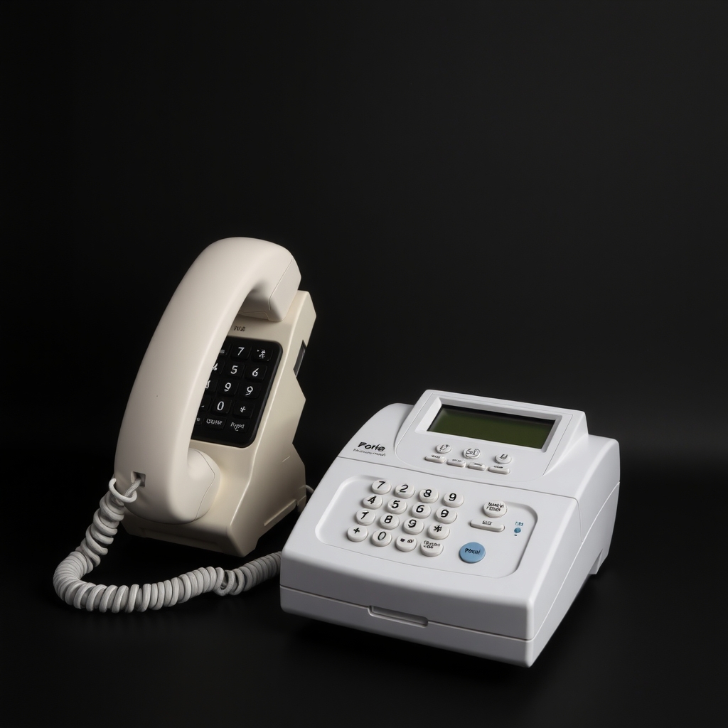 black background and phone and fax machine by Générateur d'images par IA gratuit - Aucune connexion nécessaire✨ | AIGAZOU