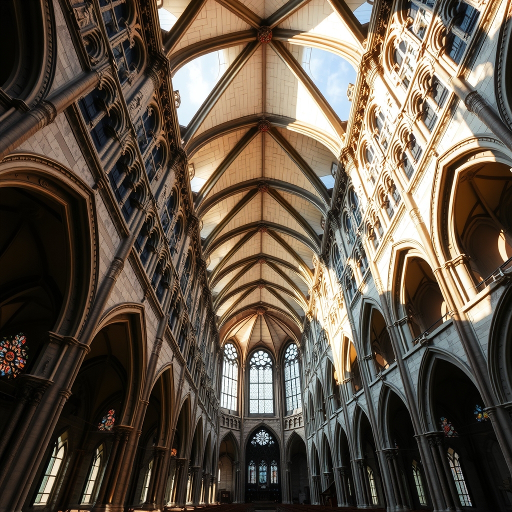 gothic cathedral interior sky visible no ceiling by मुफ्त एआई छवि जनरेटर - बिना लॉगिन के✨ | AIGAZOU