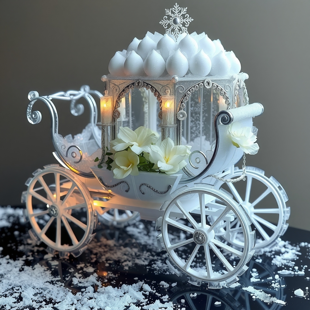 a silver carriage of snow crystals and ice flowers by मुफ्त एआई छवि जनरेटर - बिना लॉगिन के✨ | AIGAZOU