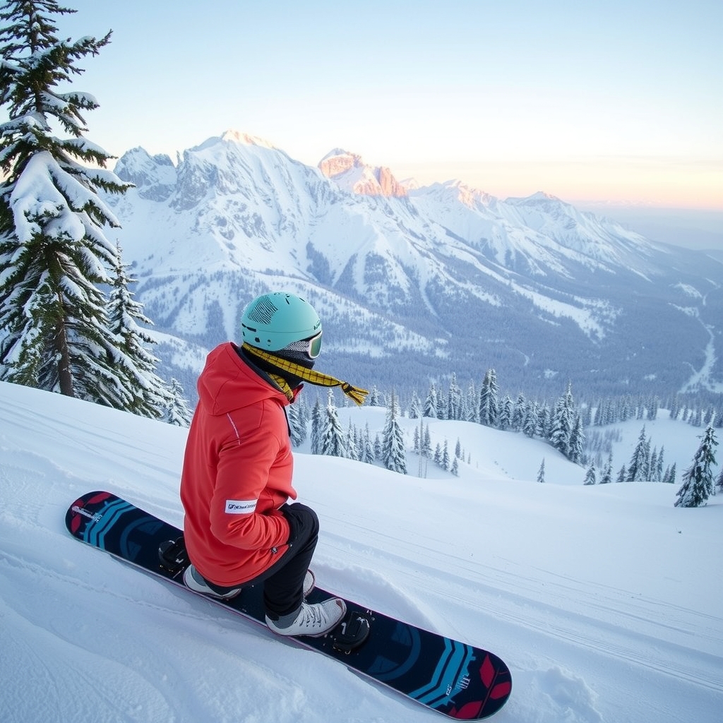 snowboarding in the snowy mountains by मुफ्त एआई छवि जनरेटर - बिना लॉगिन के✨ | AIGAZOU