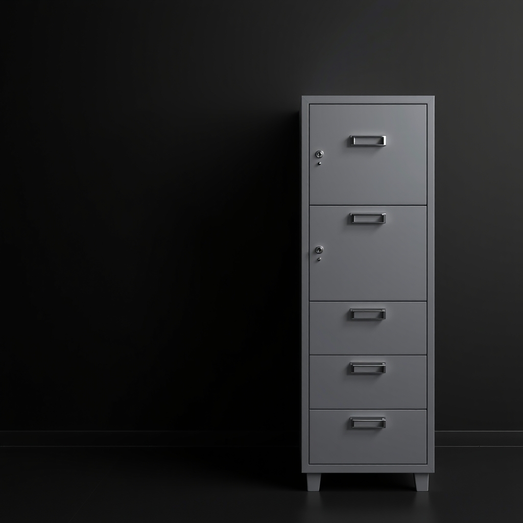 black background and filing cabinet or office archive by Générateur d'images par IA gratuit - Aucune connexion nécessaire✨ | AIGAZOU