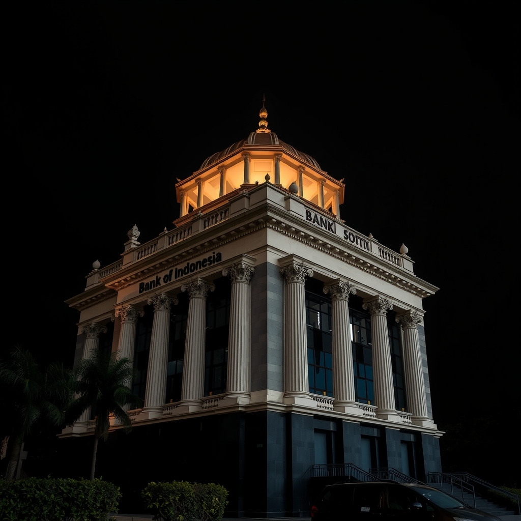 black background and bank indonesia building by मुफ्त एआई छवि जनरेटर - बिना लॉगिन के✨ | AIGAZOU