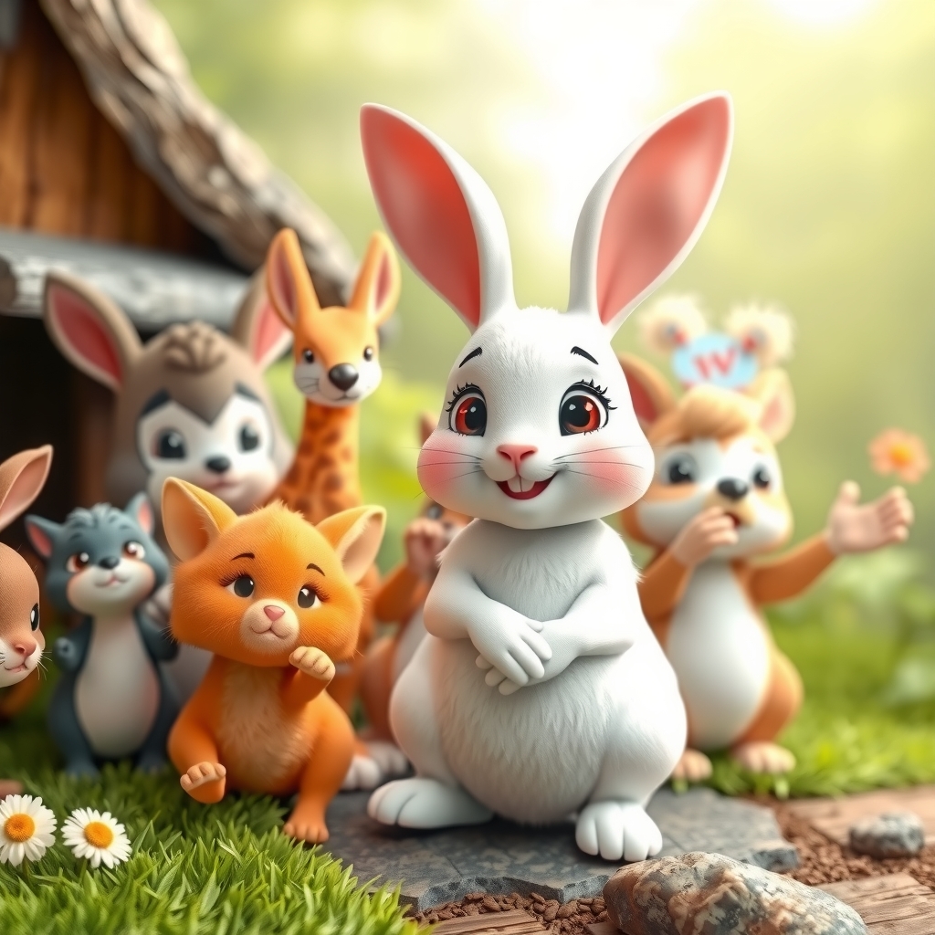 little rabbit lily and small animals say goodbye by मुफ्त एआई छवि जनरेटर - बिना लॉगिन के✨ | AIGAZOU