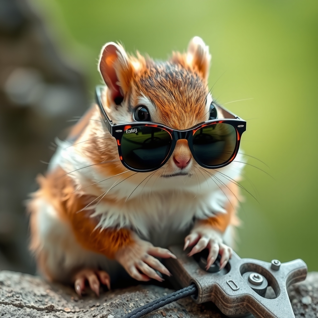 a brown white rocker squirrel with sunglasses by मुफ्त एआई छवि जनरेटर - बिना लॉगिन के✨ | AIGAZOU