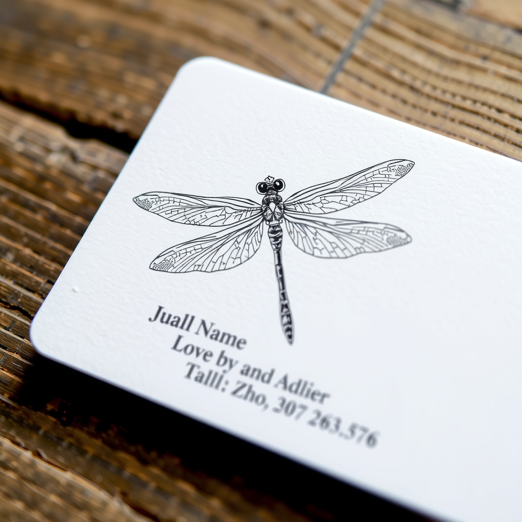 business card with dragonfly watermark name address by मुफ्त एआई छवि जनरेटर - बिना लॉगिन के✨ | AIGAZOU