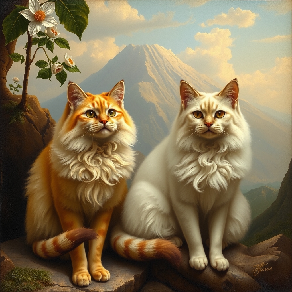 persian cats with vesuvius background italian 19th century painting style by मुफ्त एआई छवि जनरेटर - बिना लॉगिन के✨ | AIGAZOU