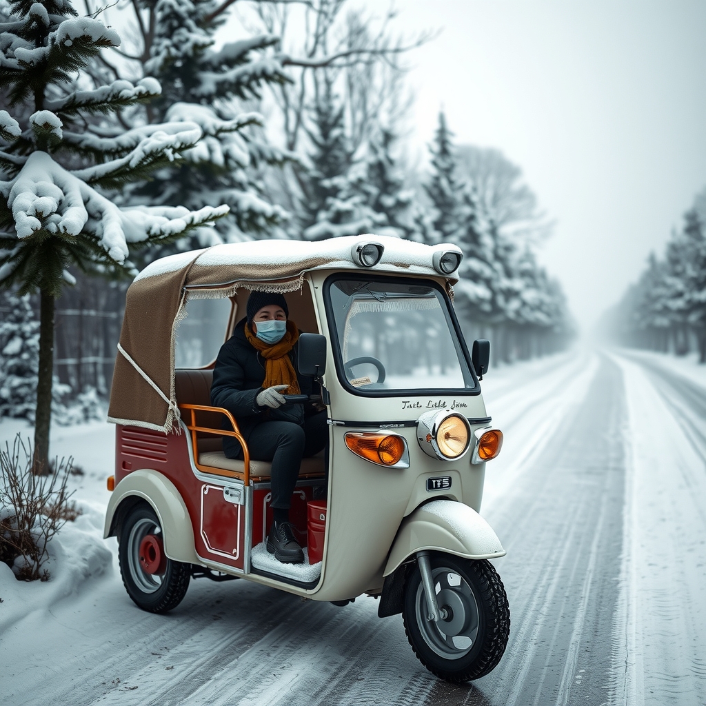 winter tuktuk image by मुफ्त एआई छवि जनरेटर - बिना लॉगिन के✨ | AIGAZOU