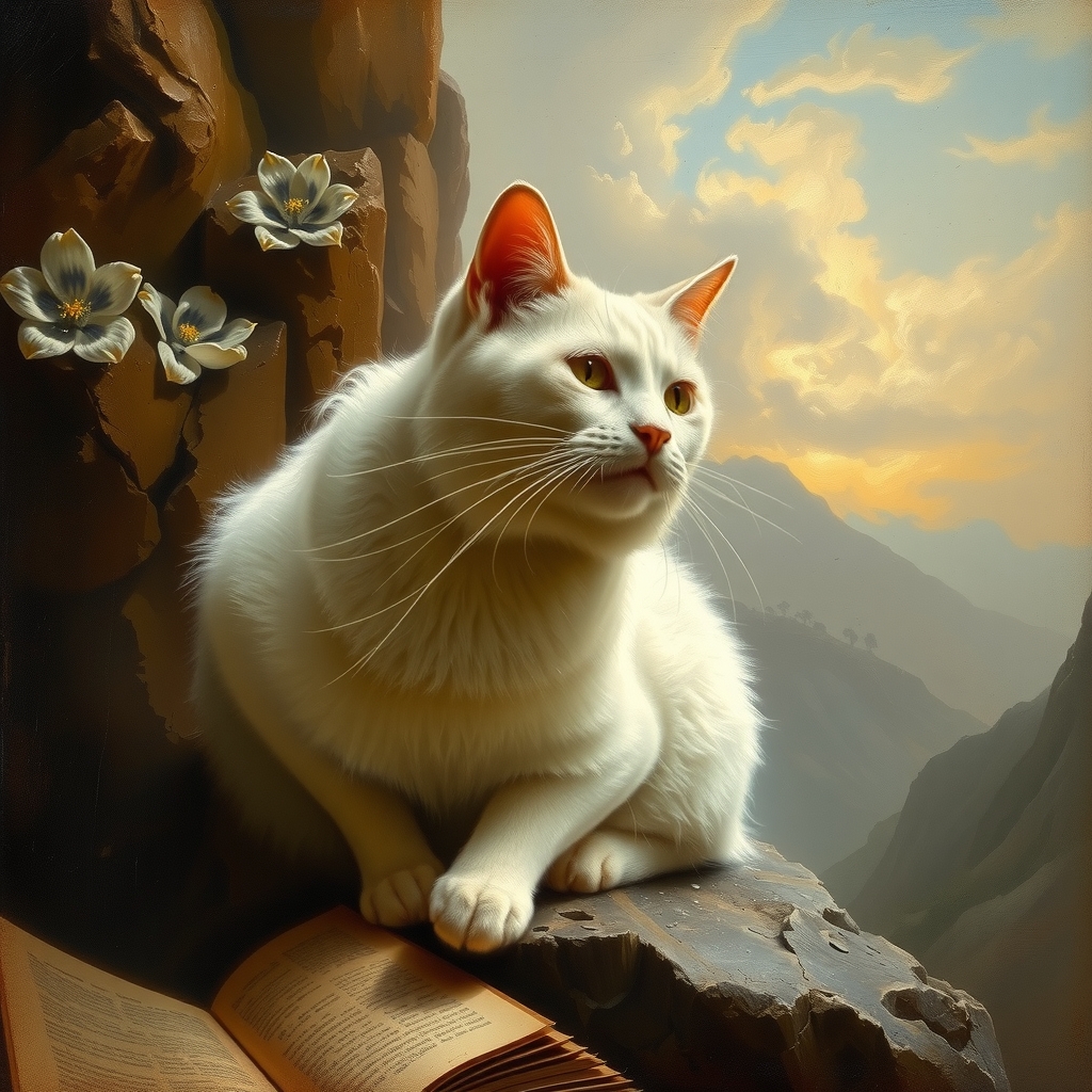 white cat in vesuvius style of 19th century italian painting by मुफ्त एआई छवि जनरेटर - बिना लॉगिन के✨ | AIGAZOU