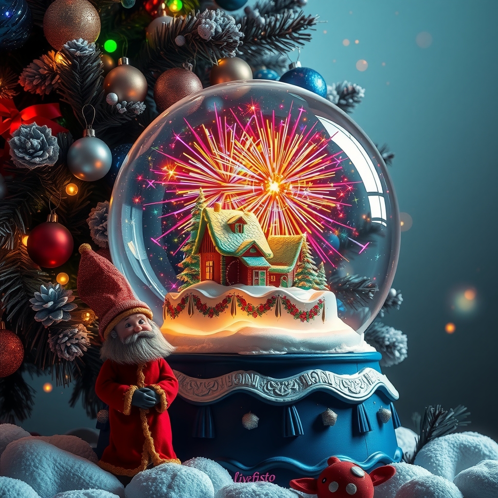 a colorful snow globe under a christmas tree by मुफ्त एआई छवि जनरेटर - बिना लॉगिन के✨ | AIGAZOU