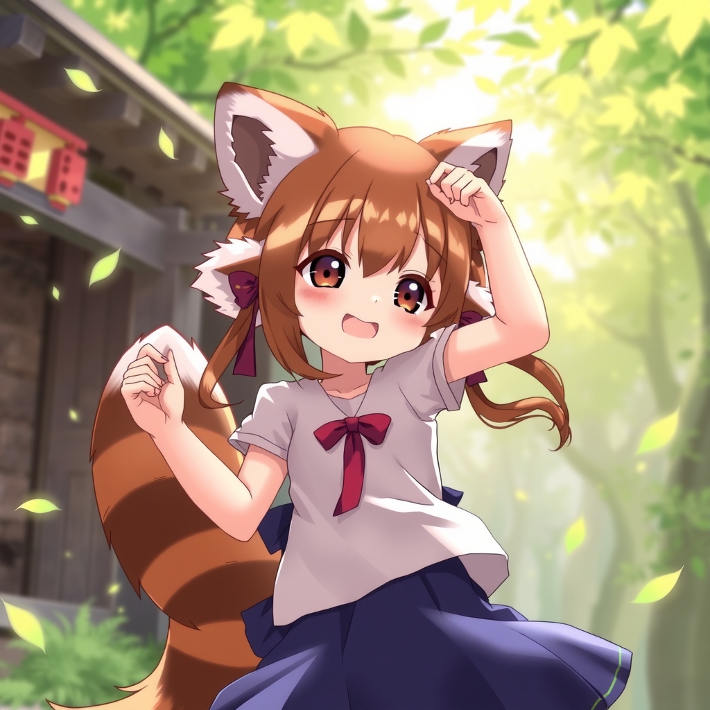 tanuki ears young girl dancing anime by मुफ्त एआई छवि जनरेटर - बिना लॉगिन के✨ | AIGAZOU