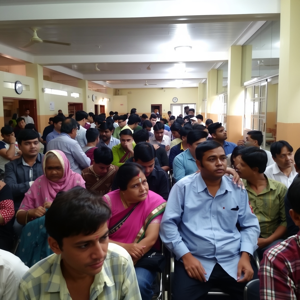 crowded waiting room at the hospital by मुफ्त एआई छवि जनरेटर - बिना लॉगिन के✨ | AIGAZOU