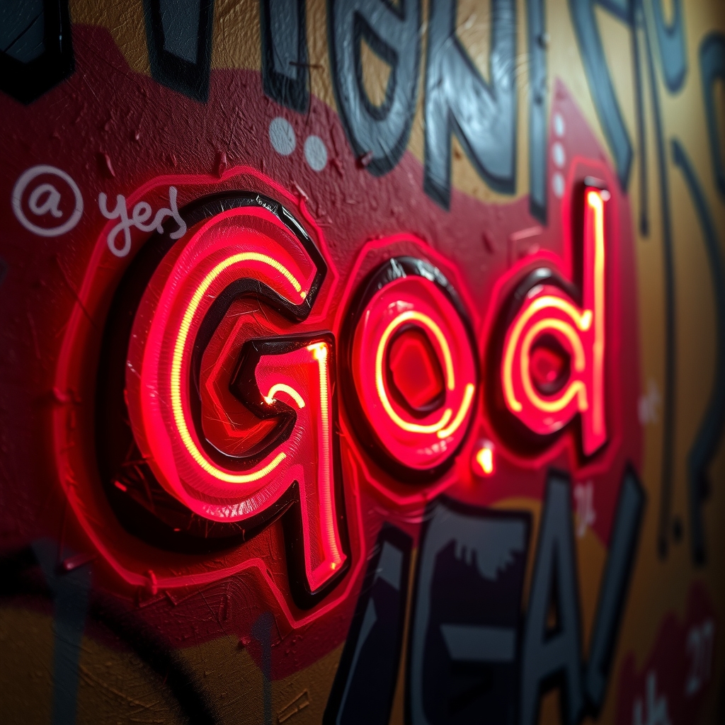 the name of god highlighted on colorful and luminous graffiti by मुफ्त एआई छवि जनरेटर - बिना लॉगिन के✨ | AIGAZOU