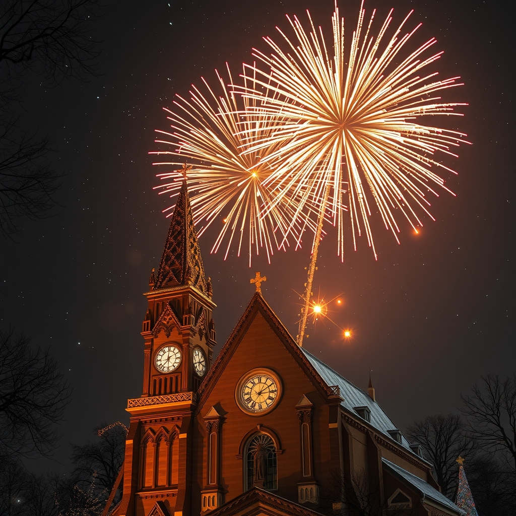 silvester fireworks gold red silver dome by أداة مجانية لإنشاء الصور بالذكاء الاصطناعي - إنشاء الصور بدون تسجيل الدخول | AIGAZOU