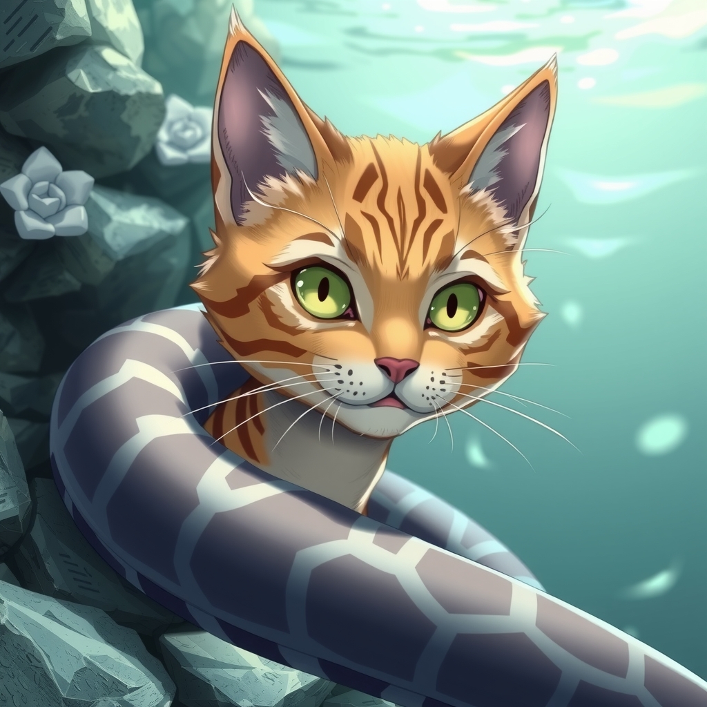 cat head sea snake body anime by मुफ्त एआई छवि जनरेटर - बिना लॉगिन के✨ | AIGAZOU