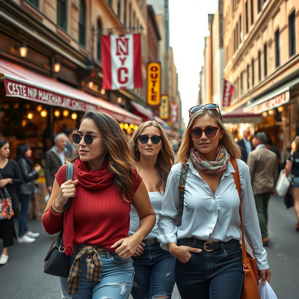 beautiful women walking through ny market by मुफ्त एआई छवि जनरेटर - बिना लॉगिन के✨ | AIGAZOU