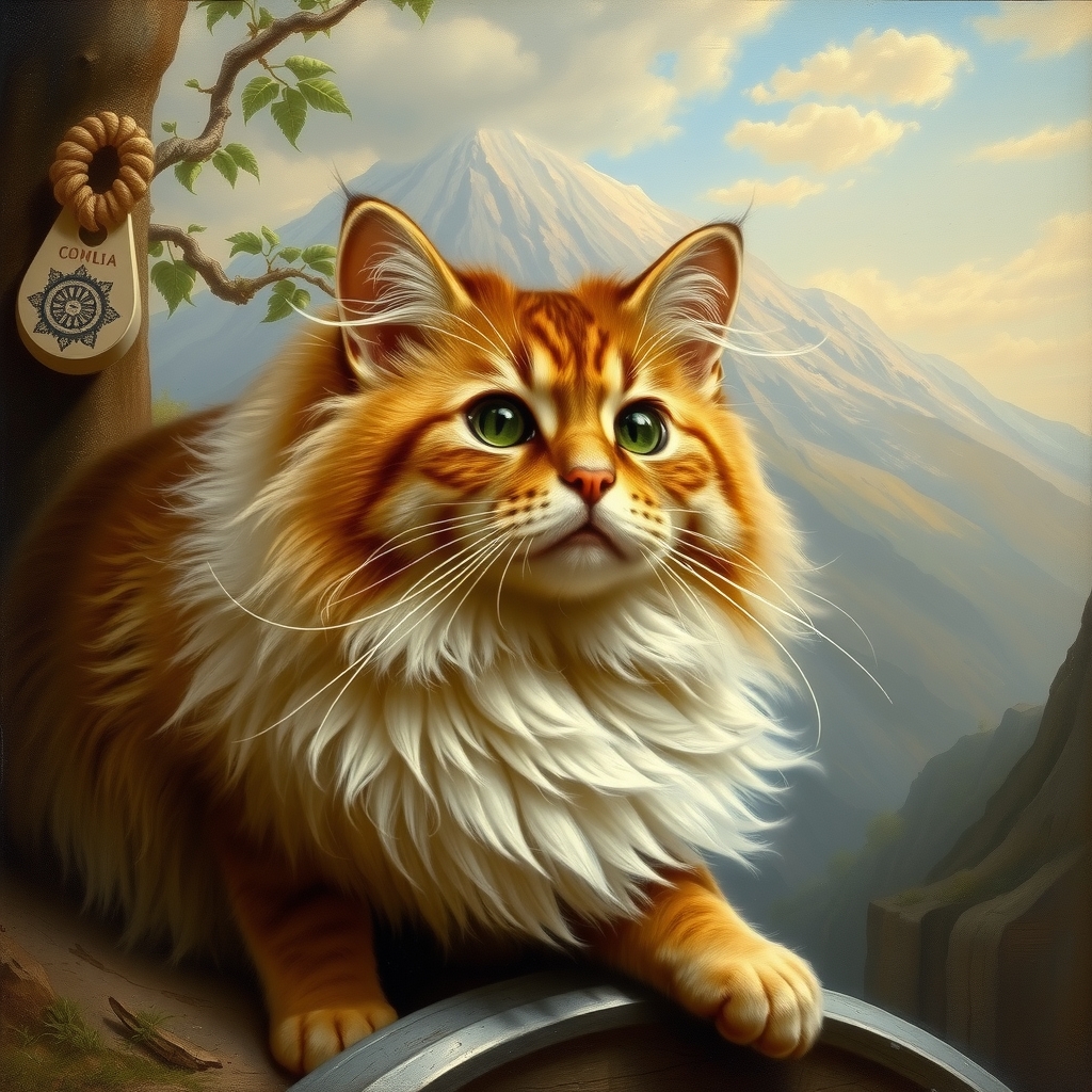 siberian cat with vesuvius background italian painting style 19th century by Générateur d'images par IA gratuit - Aucune connexion nécessaire✨ | AIGAZOU