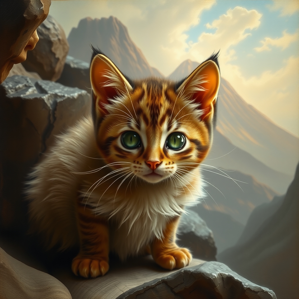 light sokoke kitten with volcano background in 19th century italian painting style by मुफ्त एआई छवि जनरेटर - बिना लॉगिन के✨ | AIGAZOU