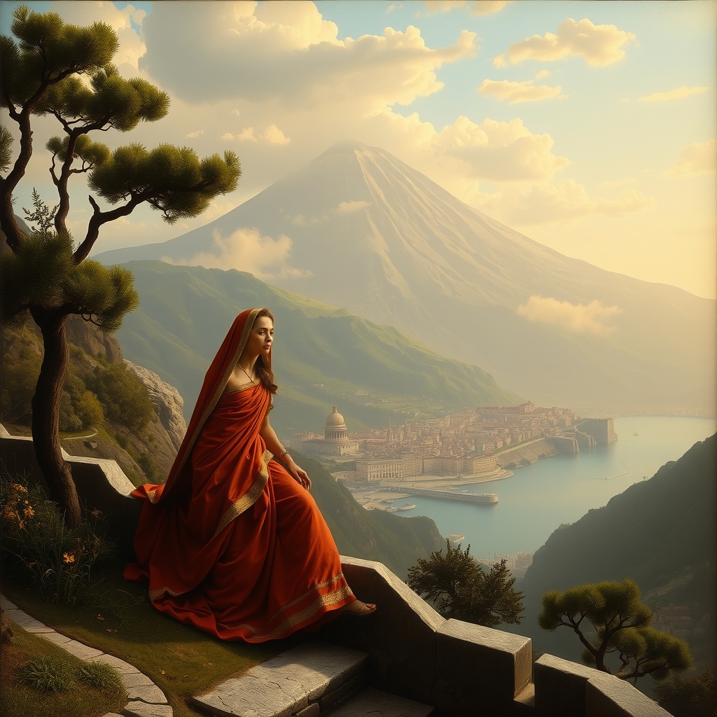 italian painting style with vesuvius background 19th century by मुफ्त एआई छवि जनरेटर - बिना लॉगिन के✨ | AIGAZOU