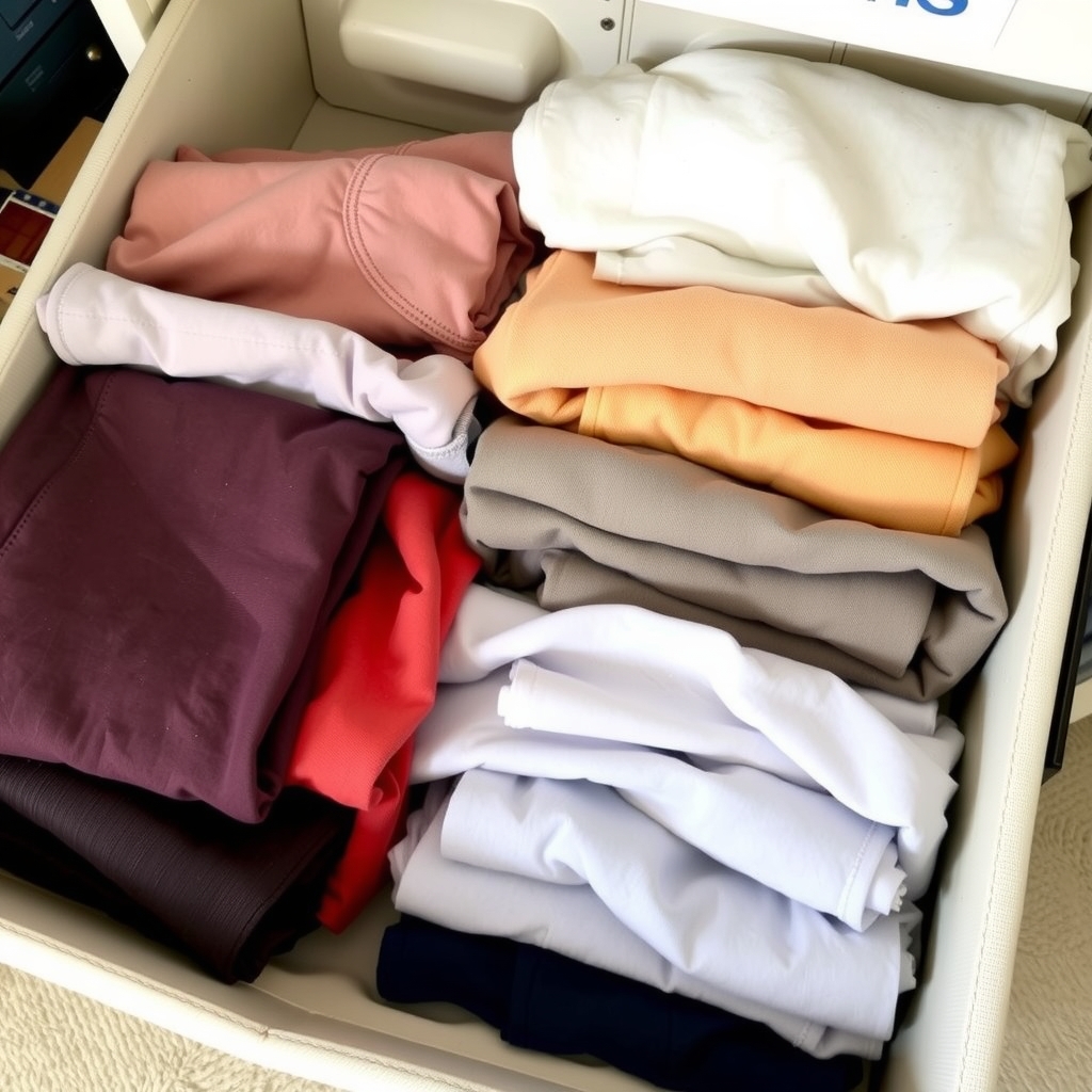 clothes stored in a folding tray by मुफ्त एआई छवि जनरेटर - बिना लॉगिन के✨ | AIGAZOU