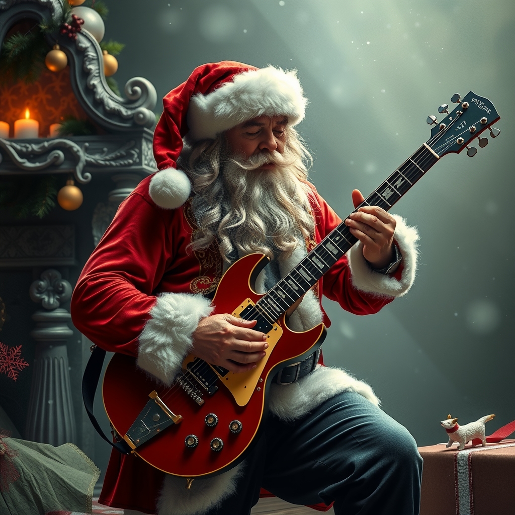 gothic metal weihnachtsmann gitarre spielen by Générateur d'images par IA gratuit - Aucune connexion nécessaire✨ | AIGAZOU