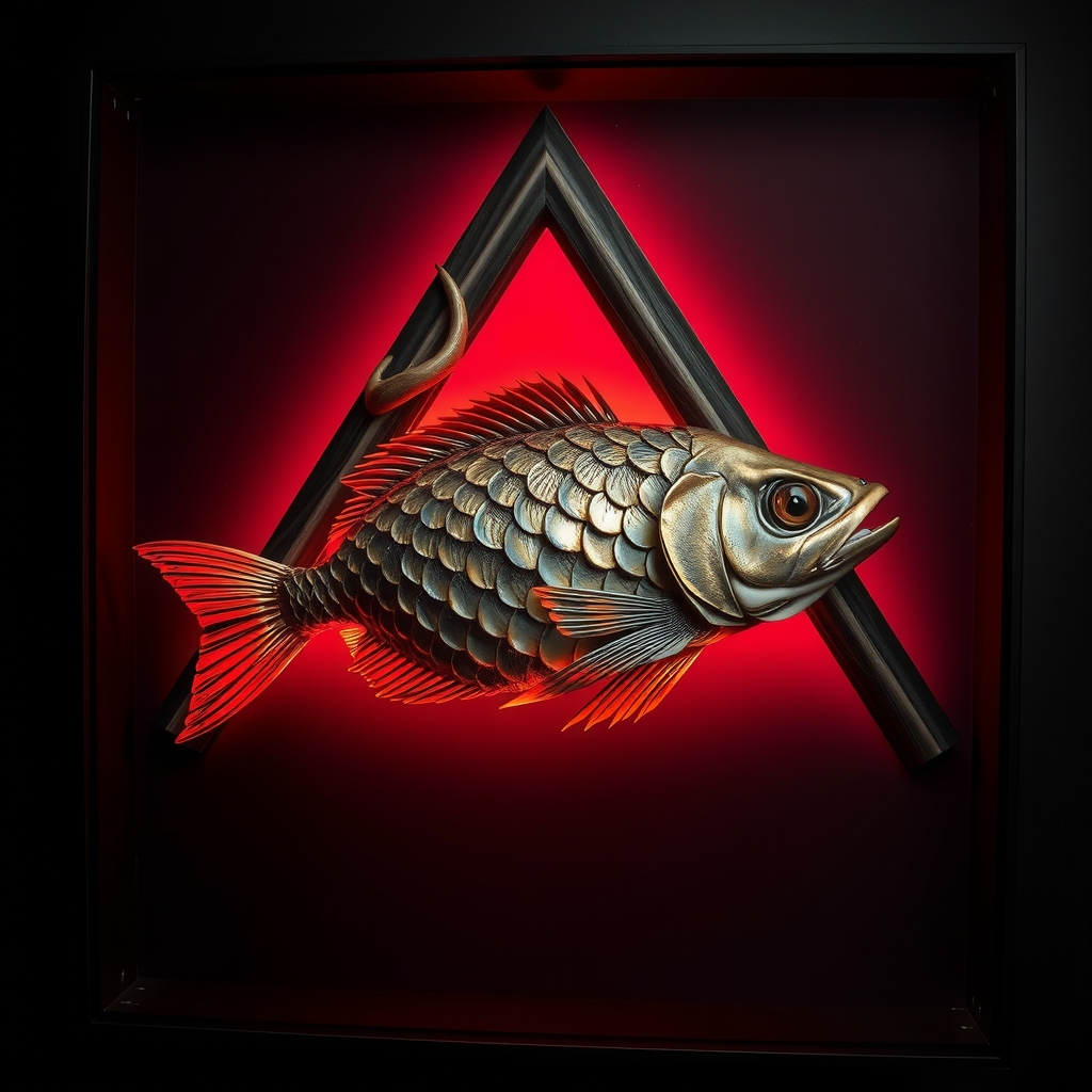 fish crate triangle hirschhorn bronze black box neon aura by Générateur d'images par IA gratuit - Aucune connexion nécessaire✨ | AIGAZOU