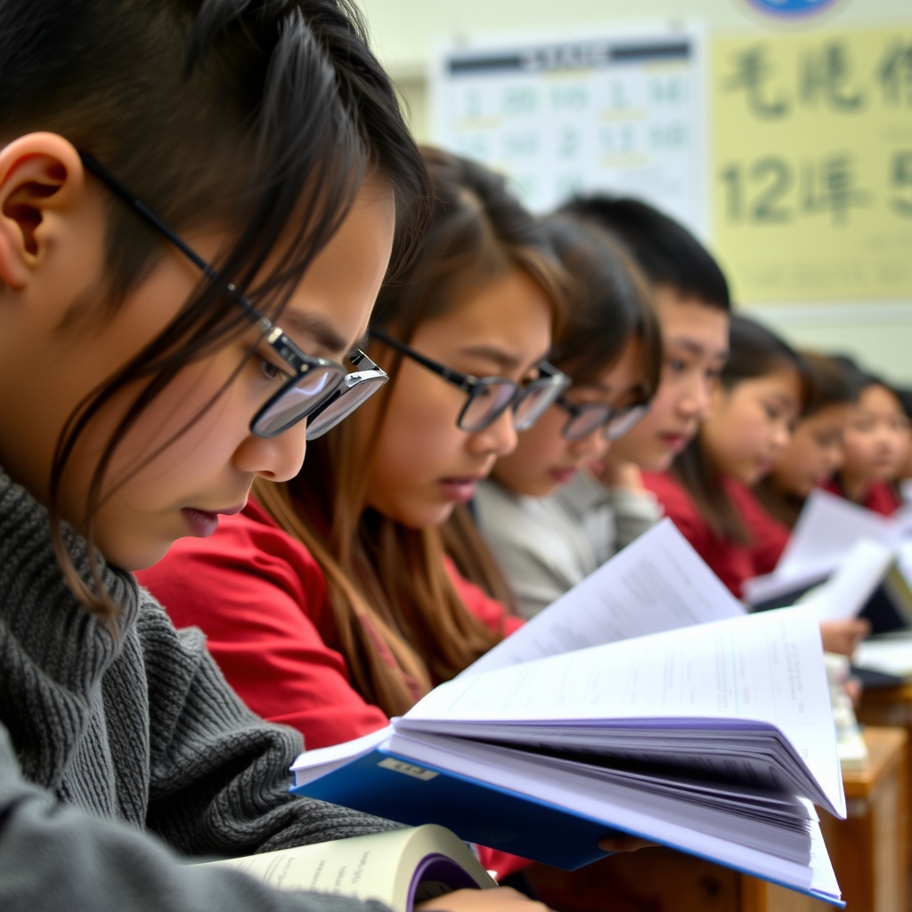 chinese students furrowed brows math textbooks by मुफ्त एआई छवि जनरेटर - बिना लॉगिन के✨ | AIGAZOU