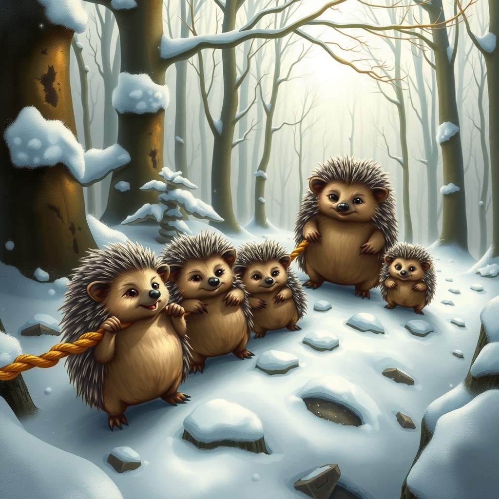 snowy fairy tale forest with hedgehogs by मुफ्त एआई छवि जनरेटर - बिना लॉगिन के✨ | AIGAZOU