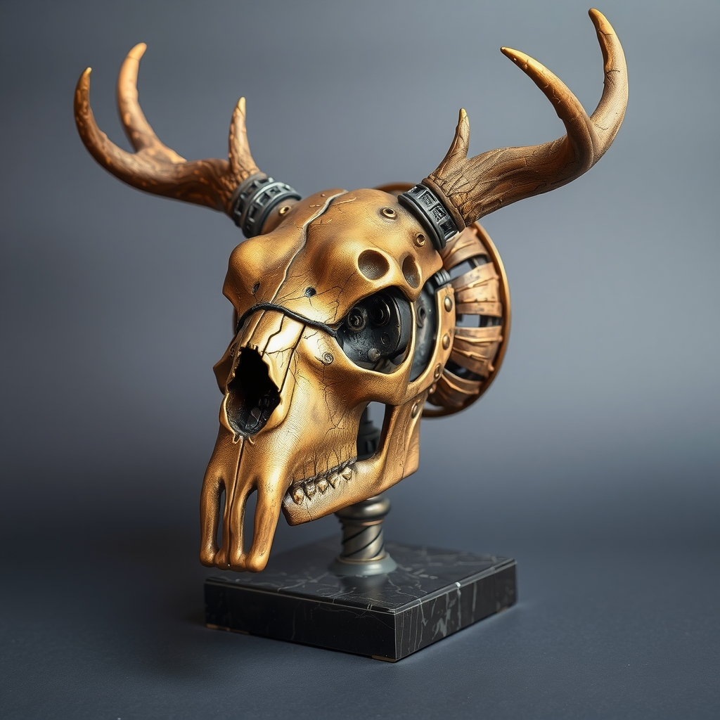 human skull with square horns bronze rough robot transparent background by मुफ्त एआई छवि जनरेटर - बिना लॉगिन के✨ | AIGAZOU