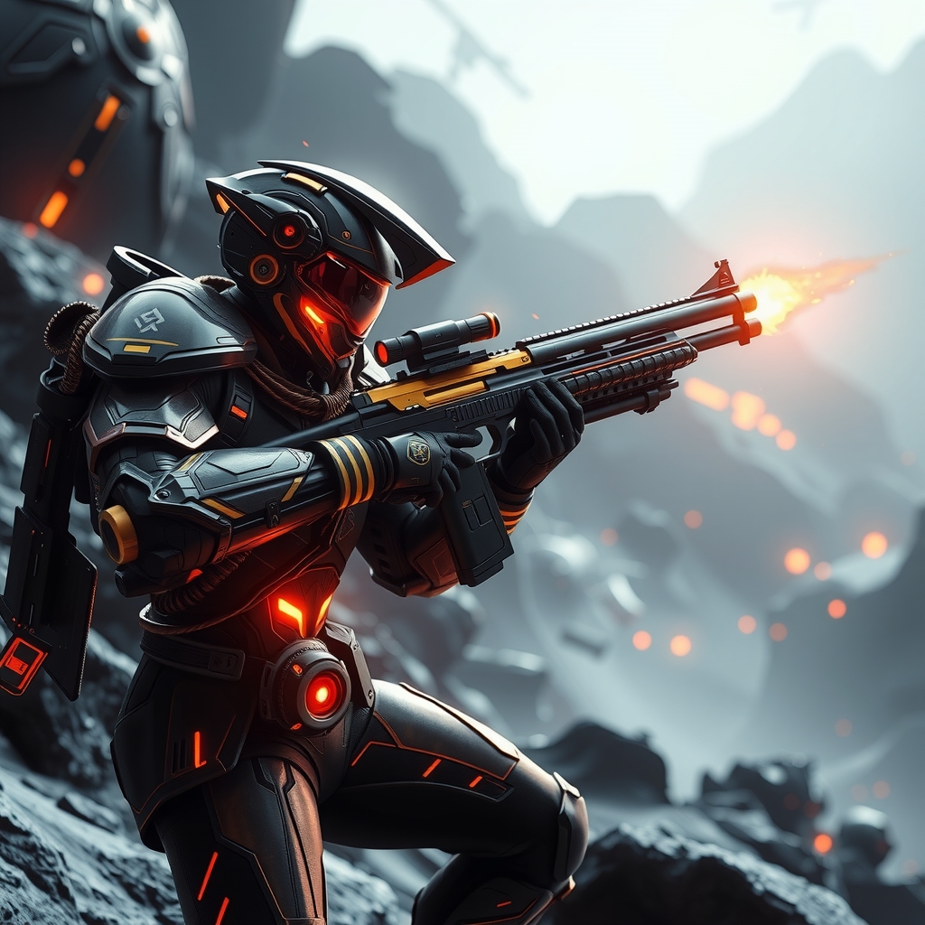 warframe with shotgun on vulkan by Générateur d'images par IA gratuit - Aucune connexion nécessaire✨ | AIGAZOU