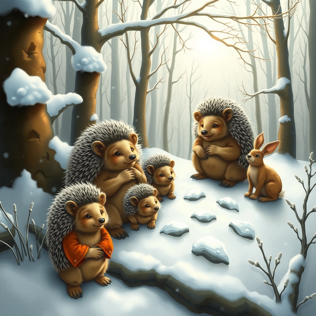 snowy fairy tale forest with hedgehogs by मुफ्त एआई छवि जनरेटर - बिना लॉगिन के✨ | AIGAZOU