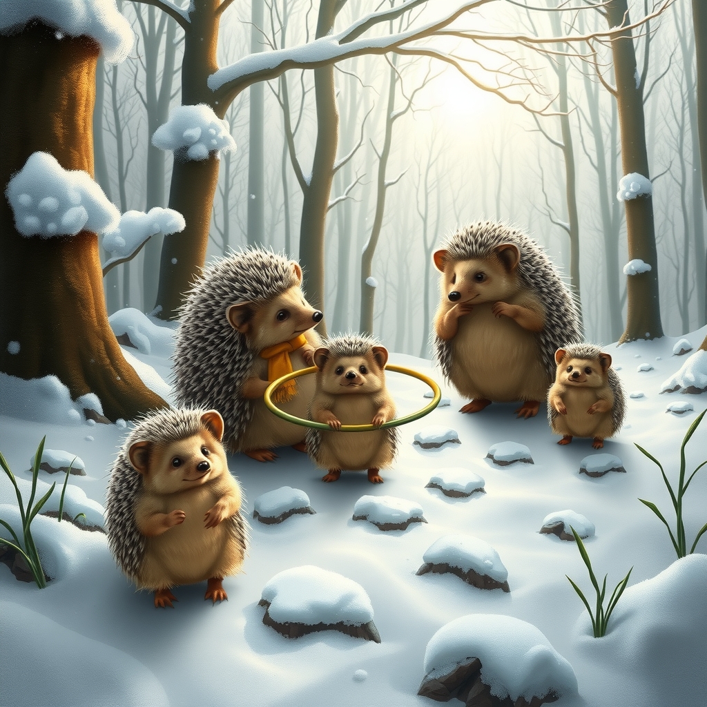 snowy fairy tale forest with hedgehogs by मुफ्त एआई छवि जनरेटर - बिना लॉगिन के✨ | AIGAZOU