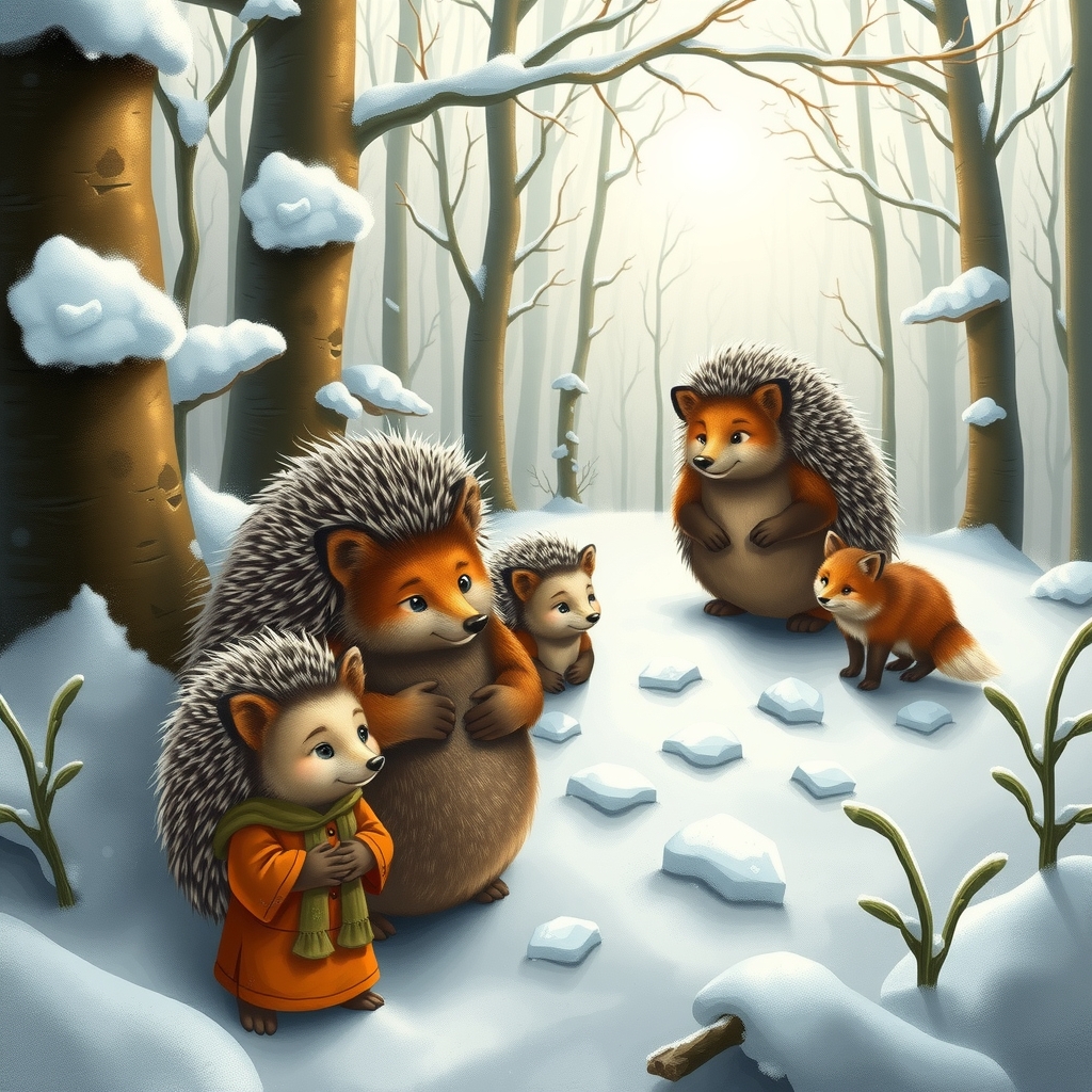 snowy fairy tale forest with hedgehogs by मुफ्त एआई छवि जनरेटर - बिना लॉगिन के✨ | AIGAZOU