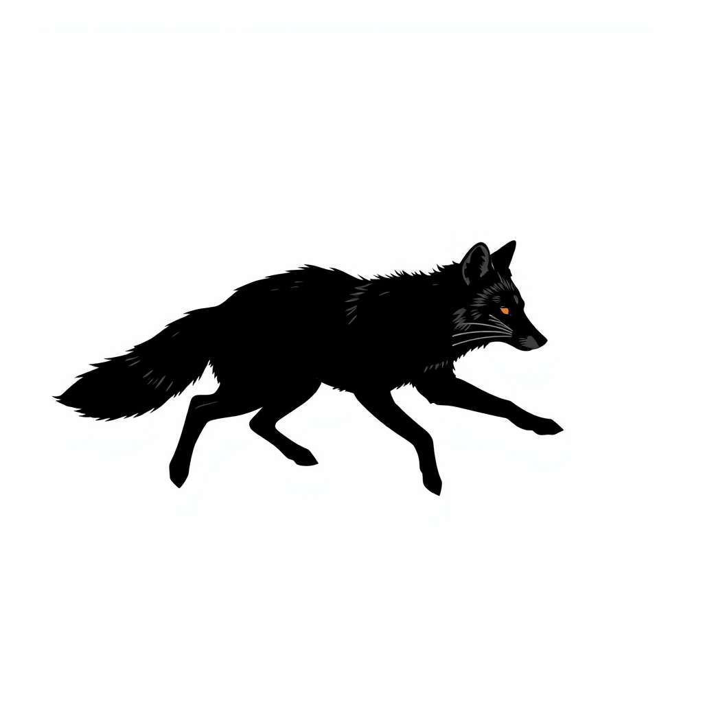 running silver fox black silhouette white background by Générateur d'images par IA gratuit - Aucune connexion nécessaire✨ | AIGAZOU