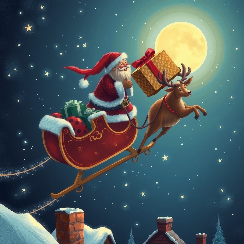 santa on a sleigh pulled by reindeer by मुफ्त एआई छवि जनरेटर - बिना लॉगिन के✨ | AIGAZOU