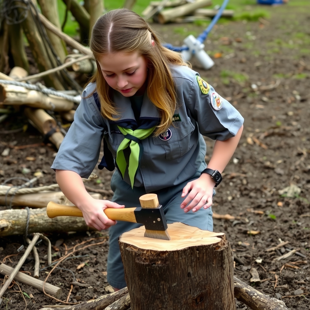 a scout chopping wood with focus by मुफ्त एआई छवि जनरेटर - बिना लॉगिन के✨ | AIGAZOU