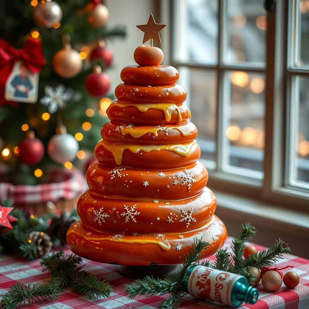 celebrating christmas with a sausage christmas tree by मुफ्त एआई छवि जनरेटर - बिना लॉगिन के✨ | AIGAZOU