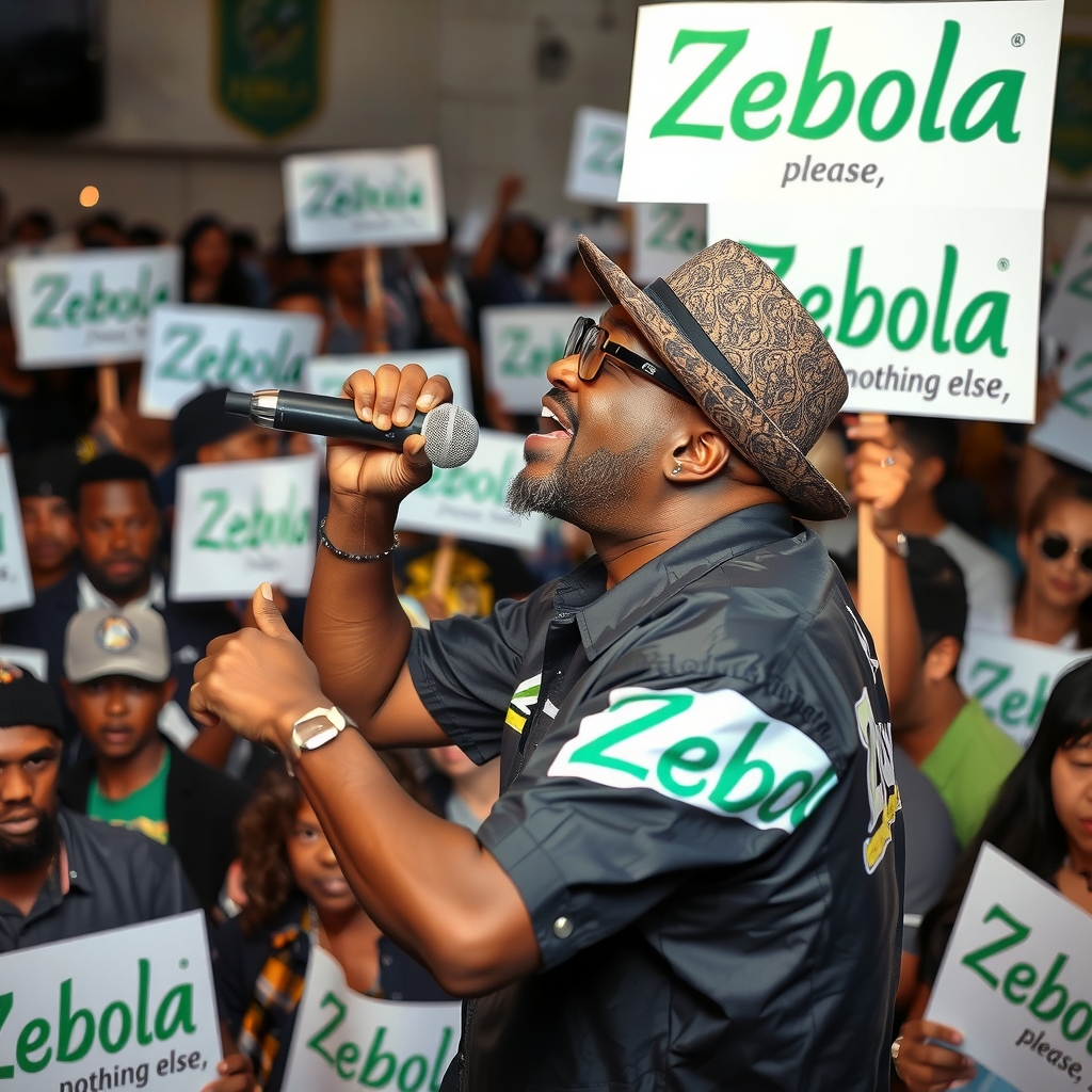 a singer wearing zebola brand clothing in front of a crowd by मुफ्त एआई छवि जनरेटर - बिना लॉगिन के✨ | AIGAZOU