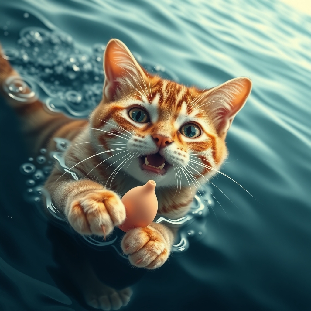 a cat swimming in the sea by मुफ्त एआई छवि जनरेटर - बिना लॉगिन के✨ | AIGAZOU