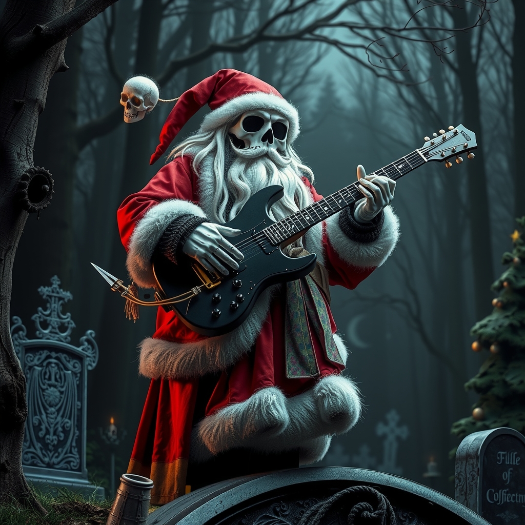 gothic metal weihnachtsmann gitarre spielen by أداة مجانية لإنشاء الصور بالذكاء الاصطناعي - إنشاء الصور بدون تسجيل الدخول | AIGAZOU