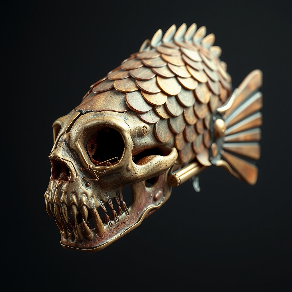 fish crab skull with square deer horn copper rough robot transparent background by मुफ्त एआई छवि जनरेटर - बिना लॉगिन के✨ | AIGAZOU