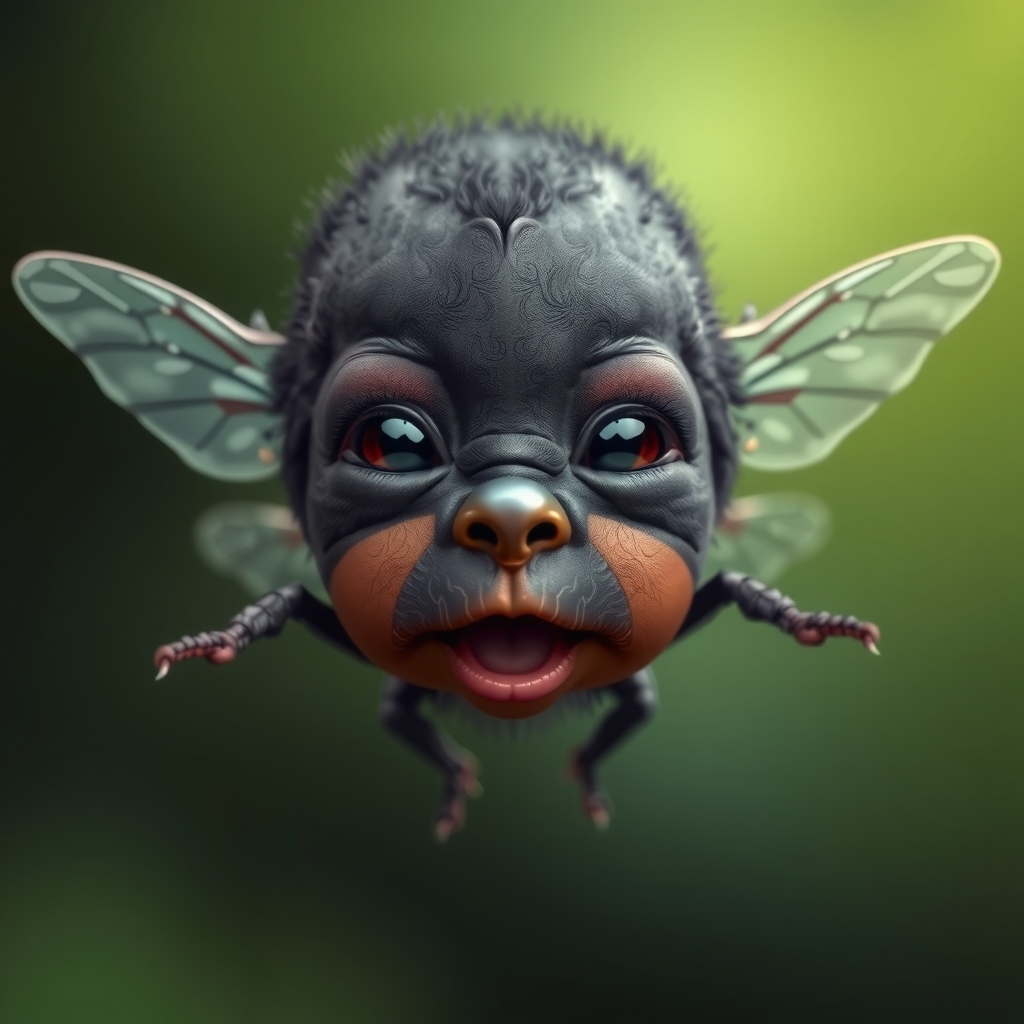 a flying black baby with eyes over mouth and eyes under nose by मुफ्त एआई छवि जनरेटर - बिना लॉगिन के✨ | AIGAZOU